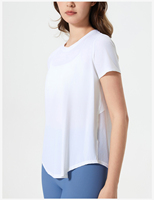 Nouveau T-shirt de yoga à col rond et manches courtes pour l'été – Haut de sport doux, respirant et en maille pour l'entraînement quotidien et les loisirs