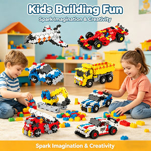 ของเล่นตัวต่อเด็ก บล็อกตัวต่ออนิเมะ DIY ตัวต่อขนาดเล็กหลากสี ชุดตัวต่อพลาสติก รูปเครื่องบิน รถลาดตระเวน สำหรับเด็กอายุ 6 ปีขึ้นไป - Product Image 2