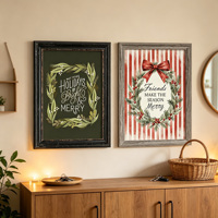 Décoration murale de Noël en bois vieilli avec citation et couronne, style campagnard saisonnier