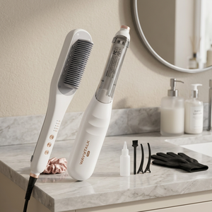 Peigne lisseur chauffant PTC portable à piles, revêtement céramique, température réglable, fonction double humide/sec, idéal pour l'hôtellerie - Product Image 2