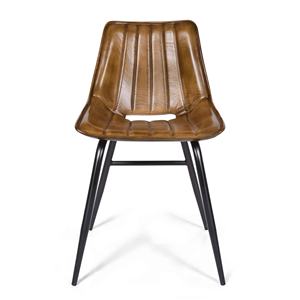 Sillas de comedor de cuero con estructura metálica de lujo, patas negras elegantes y tapicería suave al tacto para un comedor elegante - Product Image 4