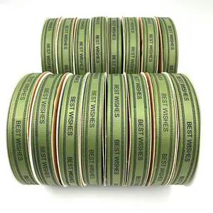 15 Mm Cổ Lời Chúc Tốt Nhất Grosgrain In Ribbon Cung Hoa Bánh Hộp Quà Tặng Gói Trang Trí