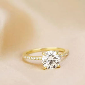 Anillos de compromiso 925 plata esterlina redonda 1.2ct 14K oro para mujeres blanco no se decolora piedra de nacimiento joyería banda de boda - Product Image 3