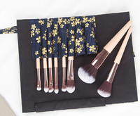 Ensemble de 8 pinceaux de maquillage professionnels en poils synthétiques doux Ms.miau, manche en bois beige, pour le visage, les yeux, le correcteur, le crayon à sourcils
