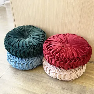 Bulk Price Beautiful OEM Modern Velvet Cushions Solid Color 35x35 Round Pillow
