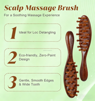 Brosse à locs en bois de santal naturel avec logo personnalisé, poils naturels, masseur de cuir chevelu compact pour hommes et femmes