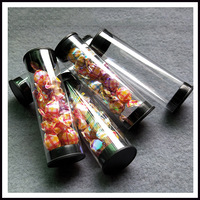 Tubes d'emballage en plastique transparent avec couvercles noirs, longueur personnalisée, impression sérigraphique, matériau PC/PETG pour le stockage