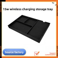 Plateau de charge sans fil 15W transfrontalier, organisateur de chevet, boîte de rangement de bureau en cuir, modèle polyvalent, cadeaux