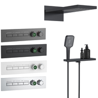 Système de douche encastré à jets de massage pour salle de bain Ensemble de douche à effet pluie mural avec mitigeur thermostatique à 5 voies Kit
