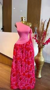 Drop Shipping di alta qualità monospalla abito da donna con stampa floreale Maxi abito taglie forti Vestidos - Product Image 4