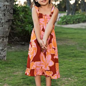 Manufacturer High Quality Printed Midi Beach Dress Hawaiian Dress Custom Made Rayon Kids Dress - Product Image 2