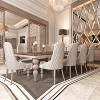Ensemble de table à manger Furnistyle de style moderne et luxueux, table à manger de restaurant 10 places pour villa, matériau en pierre