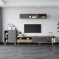 Ensemble de meubles muraux en bois pour salon au design moderne, avec étagère murale, meuble TV et meuble de rangement mural, vente en gros