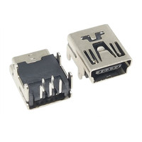 10 connecteurs mini USB 5P femelles, prise à 90 degrés avec 4 broches de positionnement, forme de prise en T droite
