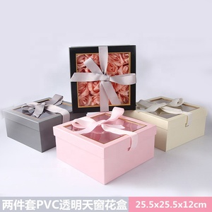 Wholesale Transparent Window Paper Packaging Two-piece in square Box for Valentine's Day <strong>Flower</strong> Wedding <strong>Sweets</strong> - Product Image 4