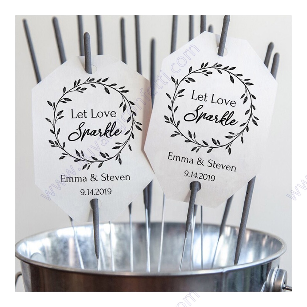 100 Cartellini Personalizzati 'Let Love Sparkle' Per Bomboniere E Regali Di Nozze – 7x4,5 Cm - 3