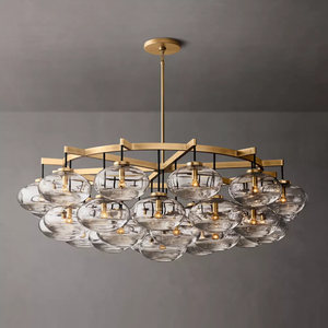 60" Larrge Round Clear Oval Glass Shade Chandelier Villa Decoration Modern Design Handblown Globes Glass Luxury Big Chandelier - Product Image 2