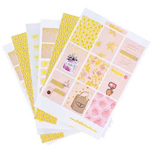 สติกเกอร์แผ่นตกแต่งไดอารี่แบบกำหนดเอง ลายฟอยล์ทอง ตัดแบบ Kiss Cut สำหรับตกแต่งส่วนตัว - Product Image 1