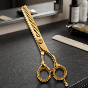 Ciseaux à effiler manuels en acier inoxydable or rose à long manche, ciseaux de coiffure droits pour salon, ciseaux de barbier pour le coiffage - Product Image 4