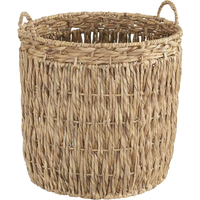 Conjunto de Cestos de Jacinto-d'água Artesanais para Organização Doméstica, com Logotipo Personalizável, para Armazenamento de Cobertores, Brinquedos e Roupa Suja