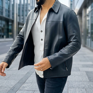 Chaqueta de Cuero de Oveja Azul de Moda para Invierno, Unisex, Impermeable, Resistente al Viento, Transpirable, Diseño Casual para Adultos - Product Image 2
