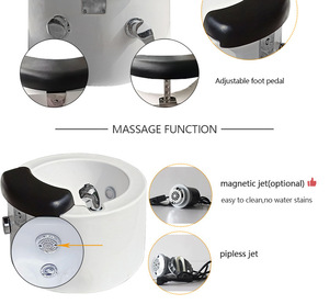 KISEN Pedicure Sinks for Foot Bath Luxury Hot Sale Salon Ceramic Pedicure Bowls No Plumbing Pedicure Foot Spa Bowls <b>White</b> - Product Image 4