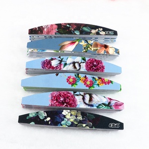 Ziri Wholesale Custom Half Moon Nail File Disposable Manicure Tools with Full Printing 180/240 Emery Board Logo