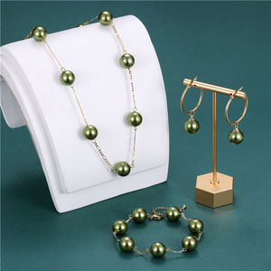 Set di Gioielli con <span class=keywords><strong>Orecchini</strong></span> a Goccia di Perle da 14mm, Collana e Bracciali di Perle Vere Placcati <span class=keywords><strong>in</strong></span> Oro 14k per Donna - Product Image 5