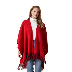 Wholesale The air-conditioned room shawl knitted cardigan is a versatile new warm scarf with double-sided and dual color shawl