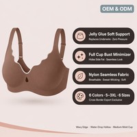 Soutien-gorge sans couture sans armatures en gelée, avec logo personnalisé OEM, grande taille, bonnet 3/4, décolleté plongeant en V, push-up, minimiseur, fermeture dorsale