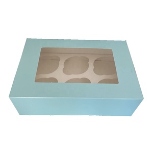 Cupcake Boxes Wholesale Paper Box 350GSM Kraft White Cardboard Muffin Box Custom Packaging Transparent PVC Window 1/2/4/6/8/12 Cupcake Boxes