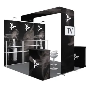 Montaggio rapido tessuto di tensione in alluminio stampa completa portatile 10x10 mostra Expo fondale Display stand pubblicitario per fiere