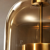 Lampe suspendue en verre en forme de dôme carré ambré 8W 3000K Lumière chaude pour chambre à coucher et table à manger