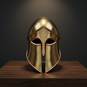Casque corinthien grec, casque spartiate médiéval européen, casque antique en laiton massif, laiton plaqué or, armure antique, objet de collection - Product Image 3