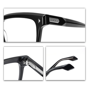 Óculos Retangulares Clássicos Vintage Retro com Rebites Ópticos de Acetato Preto Óculos de Alta Qualidade Armações de Acetato Unissex - Product Image 4