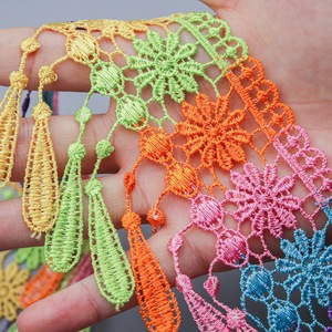 Nhà Sản Xuất Bán Nóng Đầy Màu Sắc Hoa Fringe Chạy Yardage Polyester Thêu Ren <span class=keywords><strong>Trim</strong></span> Cho Dresses - Product Image 3