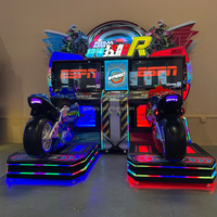 Console de jeu de course de moto d'arcade espagnole à deux joueurs, à monnayeur, avec fonctions de conduite ludiques