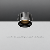 Spot encastré COB dimmable TRIAC avec CRI95, design anti-éblouissement, en aluminium, pour éclairage d'hôtel et de boutique