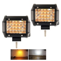 Barre de travail LED pour voiture à haute luminosité, faisceau large à 4 rangées, 4 pouces, double couleur, stroboscopique, pour tout-terrain, Talon 1000R, UTV, 4x4, marine
