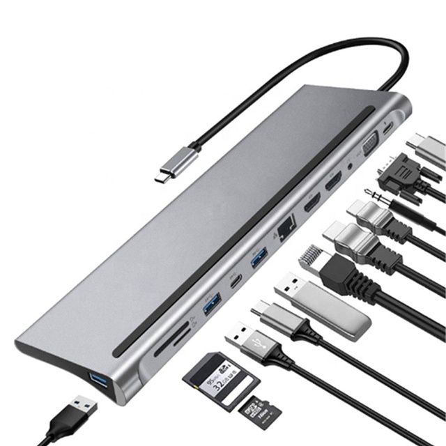 Xput 12-In-1 12 in 1 Type C USB C USB-C Multi Hub Laptop Multiport Dock Docking Station With Dual HDMI for Macbook