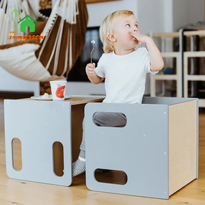 Montessori Cube đa mục đích trẻ em nghiên cứu <span class=keywords><strong>Toddler</strong></span> bước Phân gỗ <span class=keywords><strong>2</strong></span> ghế chiều cao ghế và bảng thiết lập cho trẻ em - Product Image 6