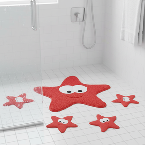 Collezione Spirella Starfy, set di tappetini per doccia da 5 pezzi, PVC, rosso - Product Image 3