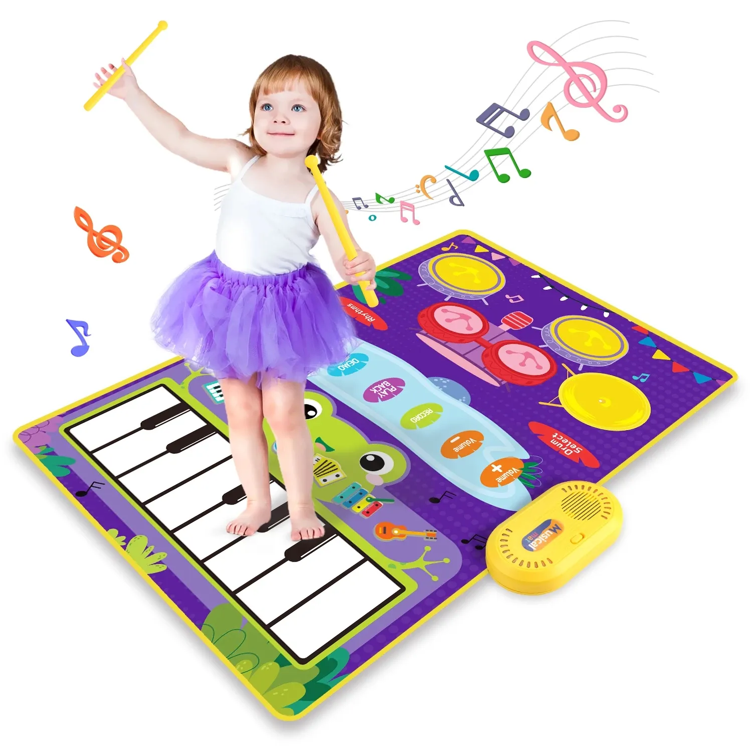 80x50cm Music Play Mat for Kids Toddlers Floor Piano Keyboard Drum Toys Dance Mat with 6 Instruments Sounds Educational Toys
