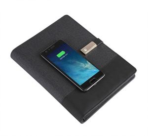 Agenda promotionnel 2024 avec chargeur sans fil 8000 mAh, carnet de notes personnalisé pour entreprise avec batterie externe - Product Image 2