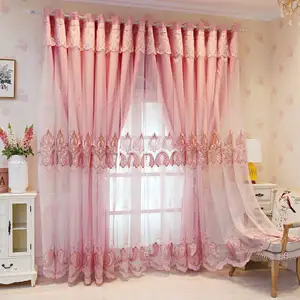Unique Curtain Design Custom European Style Children Bedroom 2 Layer Embroidery Curtain