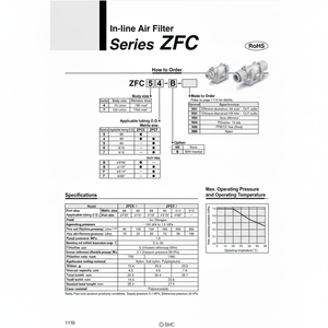 ZFC74กรองอากาศแบบอินไลน์นิวเมติก SMC - Product Image 1