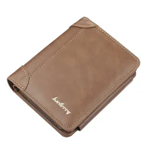 New card wallet men Korean style trifold vertical zipper buckle coin purse short wallets pu leather