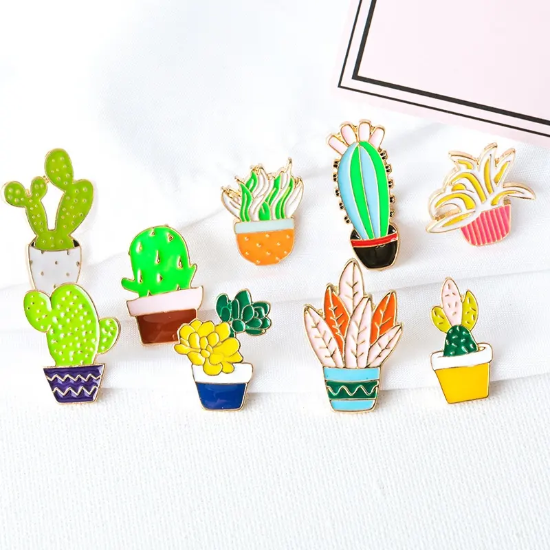 Custom Pins Cactus Brooches Shirt Bag Cartoon Lapel Pin Badge Soft Lapel Enamel Pin