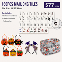 Mahjong d'Halloween à double couche, design original, haute qualité, 36 mm, 160 tuiles, jeu de mahjong pour le divertissement