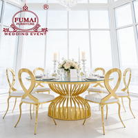 Chaise de salle à manger en acier inoxydable doré pour événements extérieurs, mariages, banquets